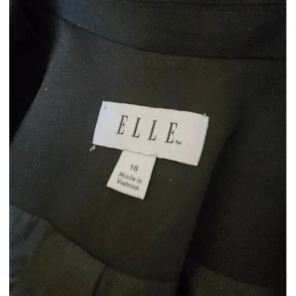 ELLE Classic Black Button Front Blazer Womens Sz 16 Jacket Long Sleeve Lined - Picture 10 of 13